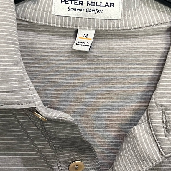 Peter Millar Men's Light Gray Polo - Short Sleeve Knit - Picture 2 of 10